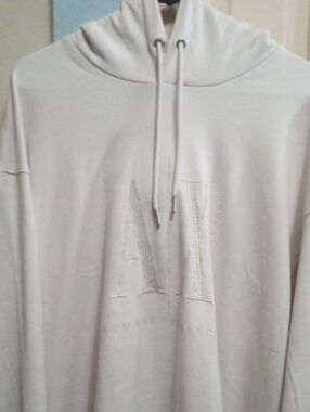 Nwot Armani Exchange Cream Knit Hoodie Embroidered Ax On Front Xxl Prestin Con🔥